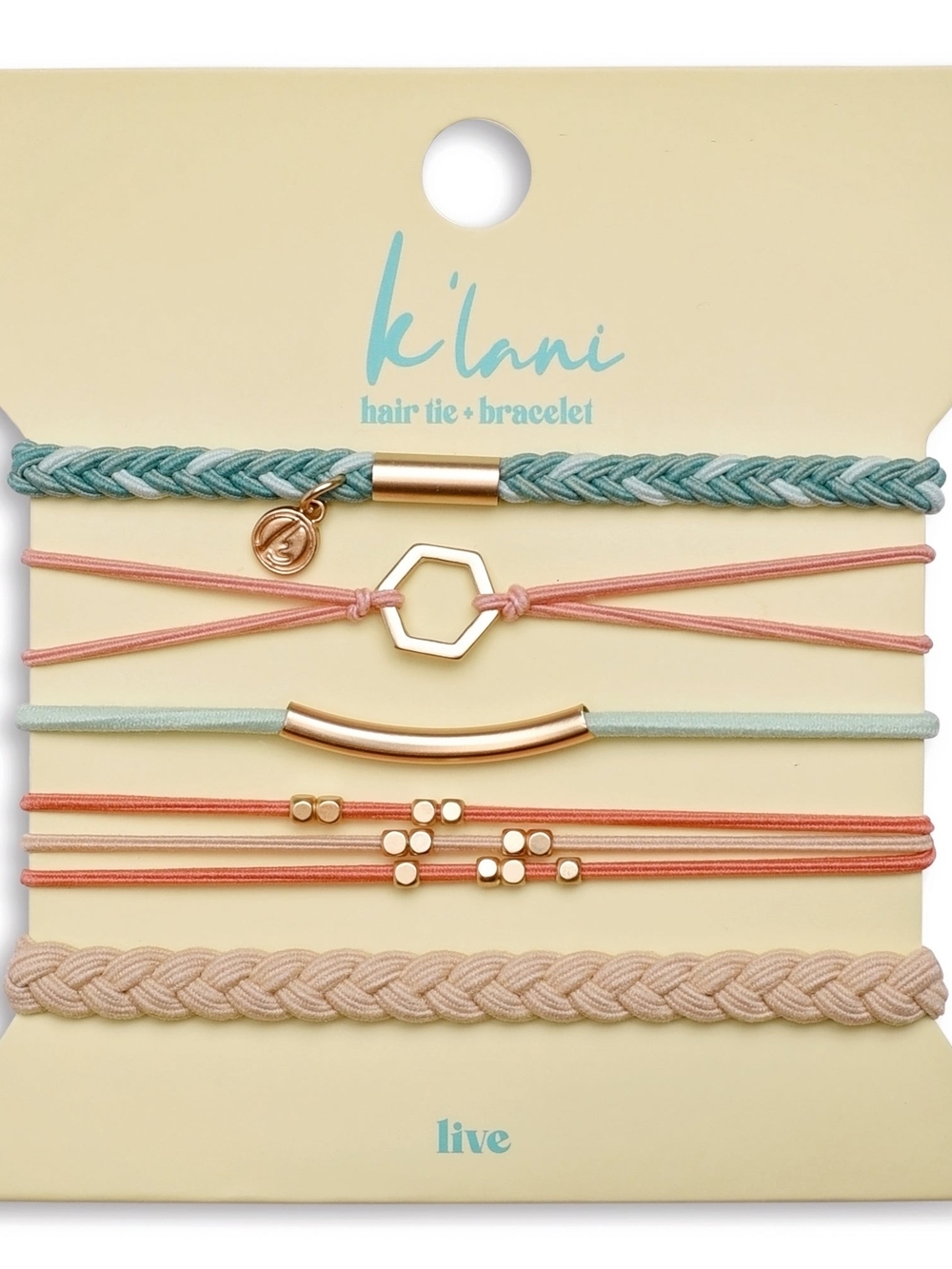 New K'lani Hair Tie/Bracelet Set 5pk "Live"✨️